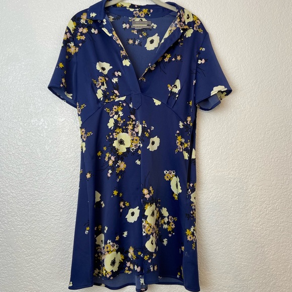 Urban Outfitters Blue Floral Silky Dress Medium - Picture 1 of 4